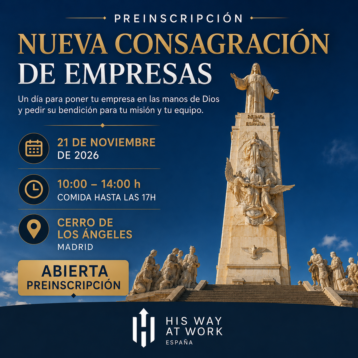PREINSCRIPCIÓN - IV Consagración de Empresas - Cerro de los Ángeles Madrid - 21 noviembre 2026